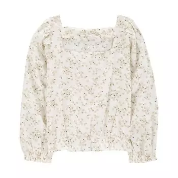 Твиловый топ Carter's с длинными рукавами и цветочным принтом для девочек 4–14 лет, цвет Ivory