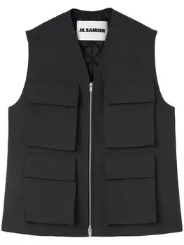 Твиловый жилет Jil Sander, черный