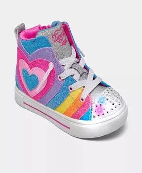 Twinkle Toes: Twinkle Hearts для маленьких девочек — повседневные кроссовки с подсветкой Heart Pop от Finish Line Skechers, мультиколор