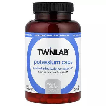 Twinlab, Калий в капсулах, 99 мг, 180 капсул