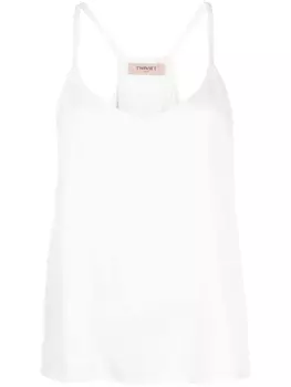 TWINSET атласный топ с V-образным вырезом, белый