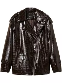 TWINSET байкерская куртка с анималистичным узором, коричневый