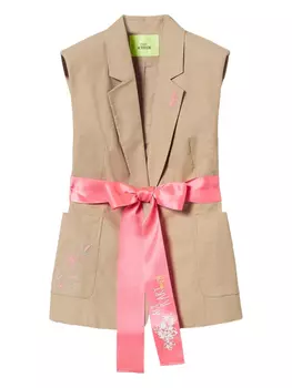 TWINSET блейзер без рукавов с поясом, нейтральный