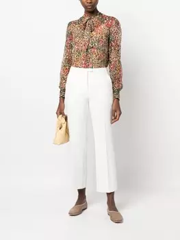 TWINSET блузка с бантом и анималистичным принтом, красный