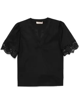 TWINSET блузка с кружевом, черный