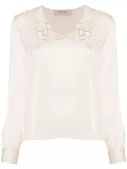 TWINSET блузка с оборками, нейтральный цвет