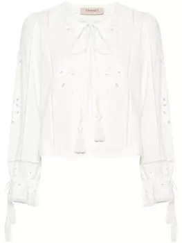 TWINSET блузка с вышивкой, нейтральный цвет
