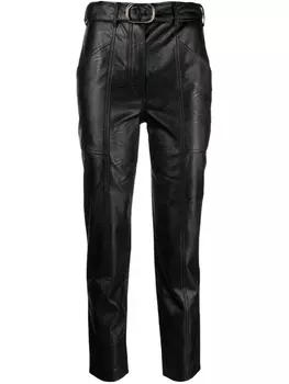TWINSET брюки из искусственной кожи с пряжкой, черный