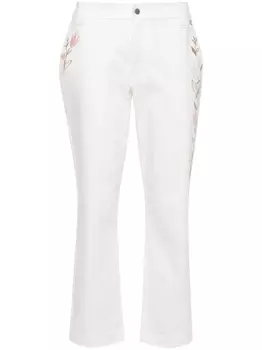 TWINSET брюки с цветочной вышивкой, белый