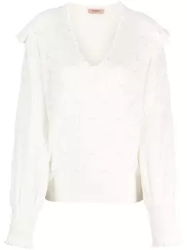 TWINSET декорированный джемпер Oval T, белый