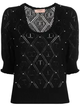 TWINSET декорированный топ Oval T, черный