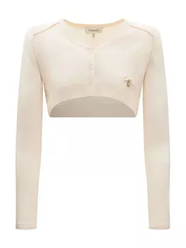 TWINSET Детский кардиган с логотипом-бляшкой TWINSET Kids, нейтральный