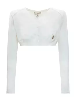 TWINSET Детский кардиган с логотипом-бляшкой TWINSET Kids, белый