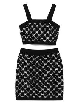 TWINSET Детский комплект из юбки с логотипом и жаккардом (комплект из двух штук) TWINSET Kids, черный