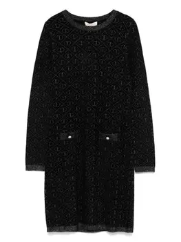 TWINSET Детское платье с логотипом и жаккардом Twinset Kids, черный