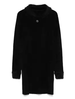 TWINSET Детское трикотажное платье с отделкой из искусственного меха Twinset Kids, черный