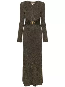 TWINSET длинное платье в рубчик, черный