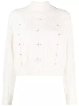 TWINSET джемпер фактурной вязки с кристаллами, белый