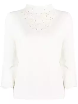 TWINSET джемпер с цветочной вышивкой, нейтральный цвет