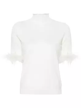TWINSET джемпер с короткими рукавами и перьями, белый