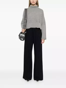 TWINSET джемпер с высоким воротником и пайетками, серый