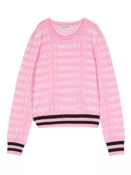 Twinset джемпер с жаккардовым логотипом, розовый