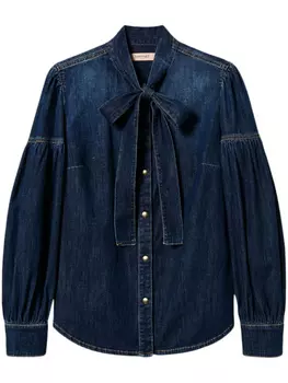 TWINSET джинсовая рубашка с бантом, синий