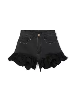 Twinset джинсовые шорты с оборками, черный