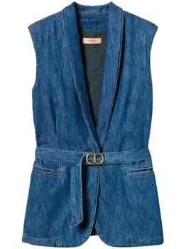 TWINSET джинсовый жилет с поясом, синий