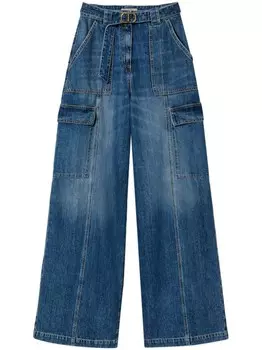 TWINSET джинсы с завышенной талией и поясом, синий