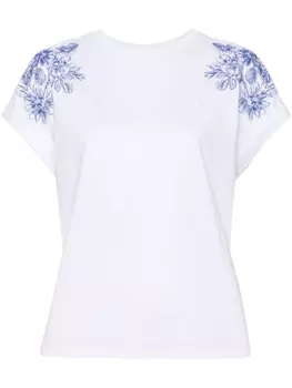 TWINSET футболка с цветочной вышивкой, белый