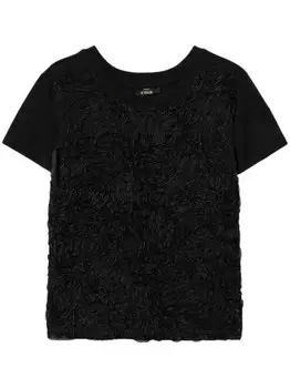 TWINSET футболка с цветочной вышивкой, черный