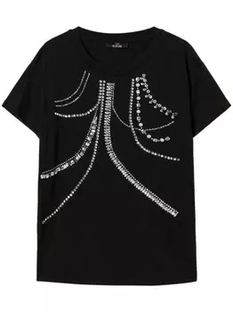 TWINSET футболка с кристаллами, черный