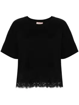 TWINSET футболка с кружевом, черный