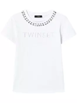 TWINSET футболка с вышитым логотипом, белый