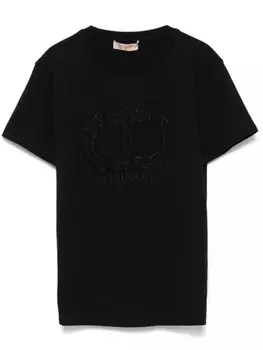 TWINSET футболка с вышитым логотипом, черный