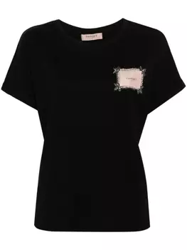 TWINSET футболка со стразами, черный