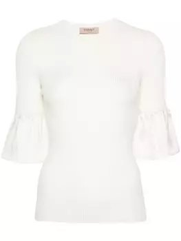 TWINSET футболка в мелкий рубчик, нейтральный цвет