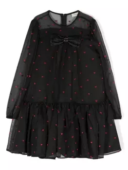 Twinset heart-pattern long-sleeved dress, черный