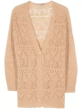 TWINSET кардиган ажурной вязки, нейтральный цвет
