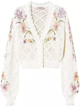 TWINSET кардиган с цветочным принтом, белый
