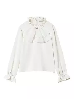 TWINSET Kids блузка из крепдешина с воротником жабо, белый