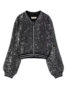 TWINSET Kids бомбер с пайетками, черный