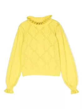 TWINSET Kids джемпер Oval T ажурной вязки, желтый
