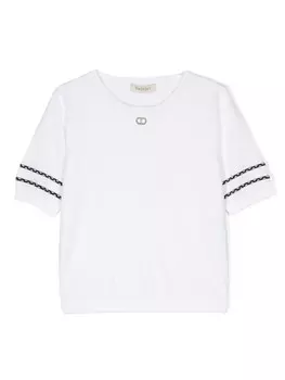 TWINSET Kids джемпер с короткими рукавами и логотипом, серый