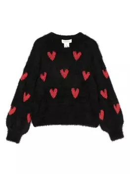 TWINSET Kids джемпер с круглым вырезом, узорчатый, интарсия, черный