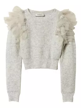 TWINSET Kids джемпер с тюлем, серый