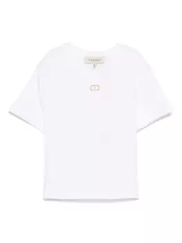 TWINSET Kids футболка с декором Oval T, белый