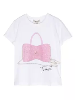 TWINSET Kids футболка с графичным принтом, белый