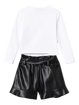 TWINSET Kids футболка с логотипом и оборками, шорты, черный